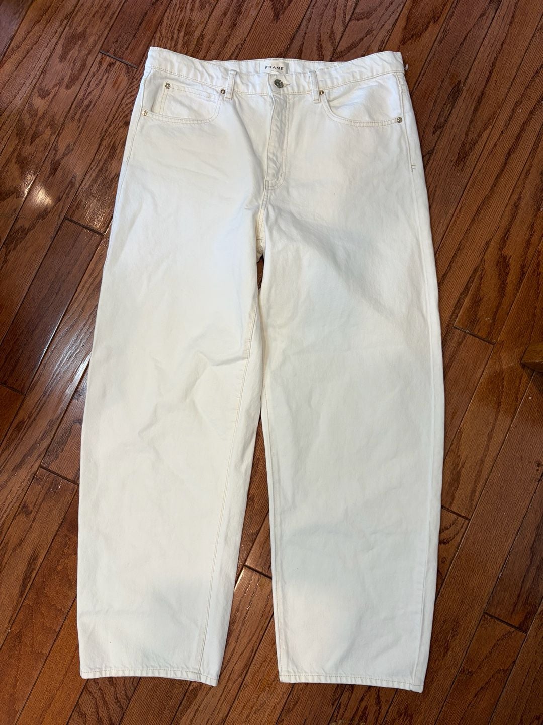 FRAME Low Slung Barrel White Denim Jeans Size 30 3