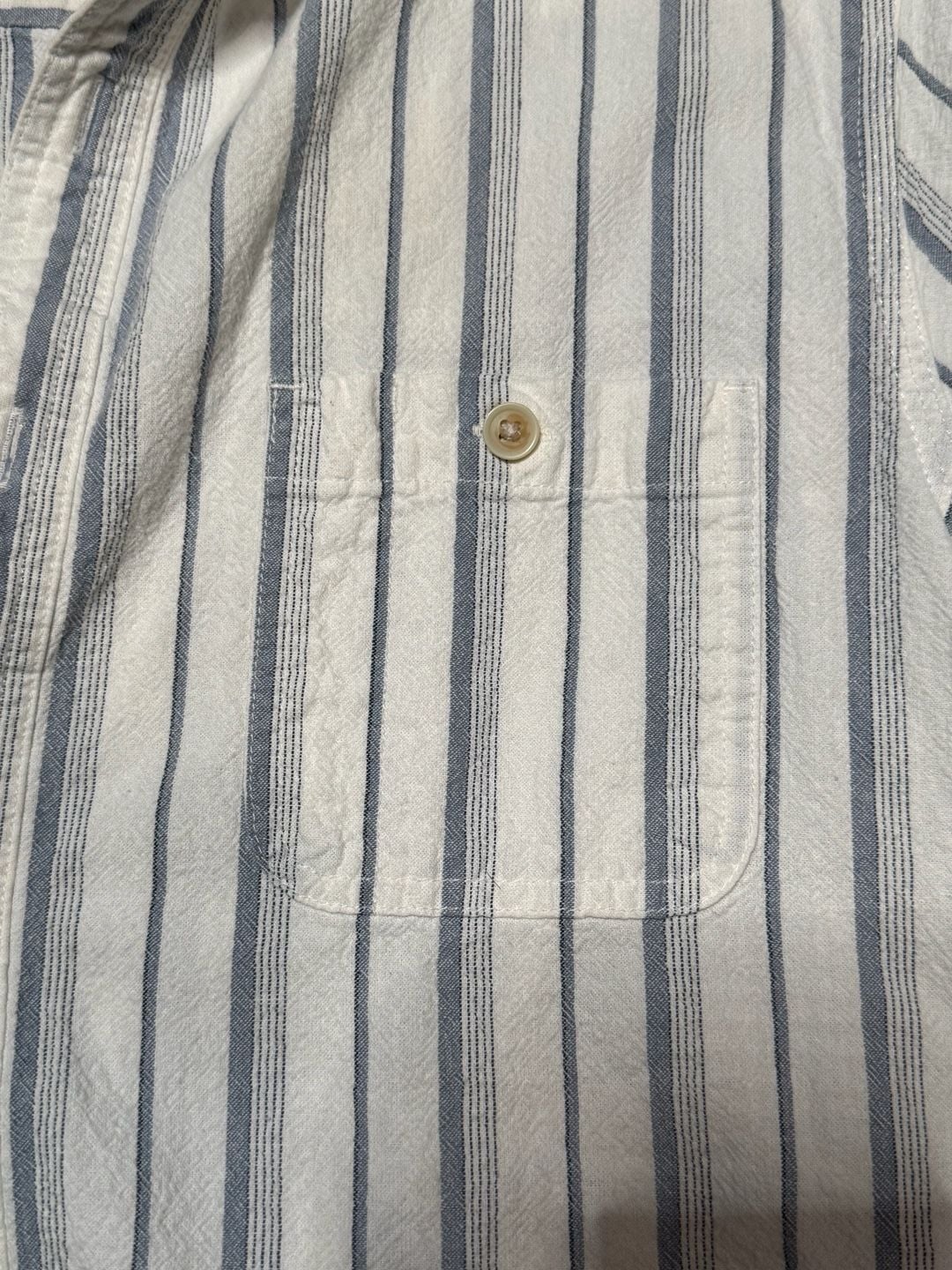 Lucky Brand Men's White Blue Striped Short Sleeve Button-Up Shirt Size L 3
