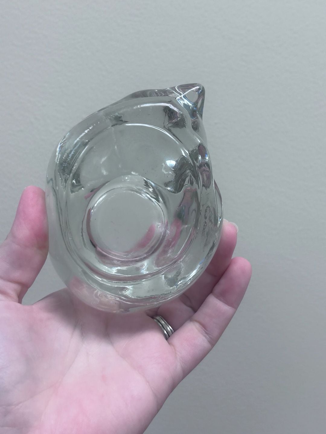 Vintage Indiana Glass Clear Glass Sleeping Cat Votive Candle Holder 4