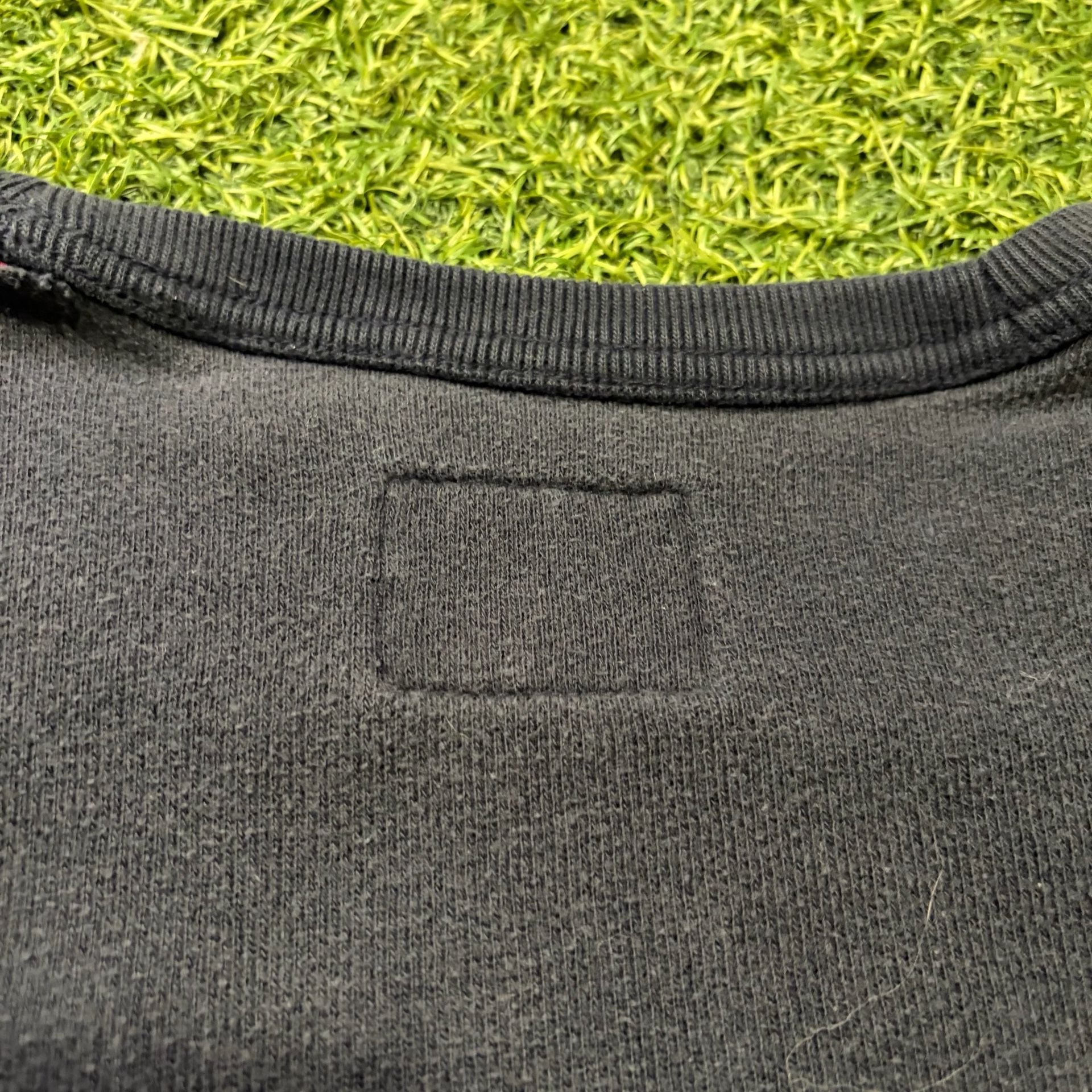 Abercrombie & Fitch Vintage Logo Patch Stripe Sleeve Crewneck Sweatshirt Navy 6