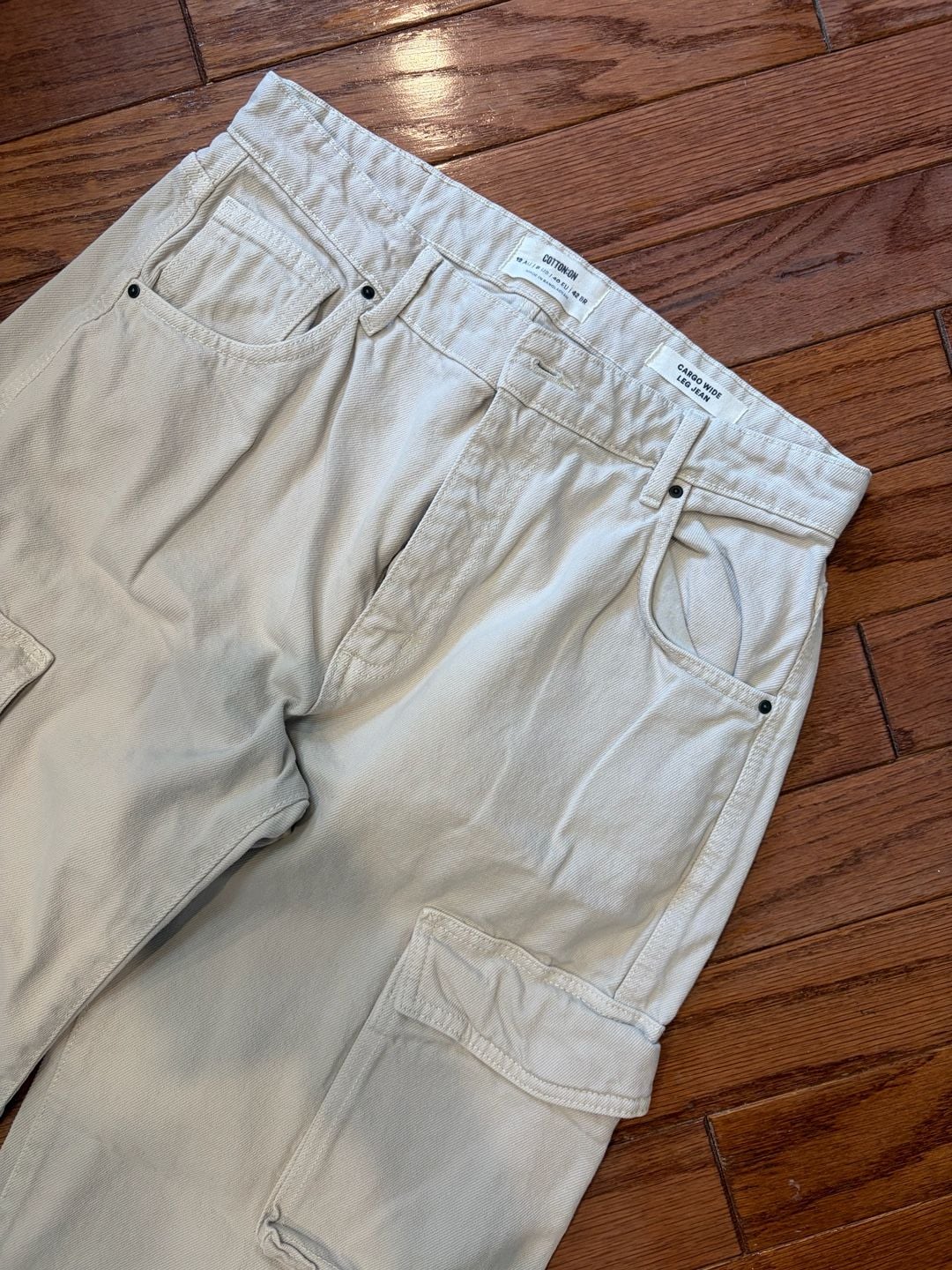 Cotton On Cargo Wide Leg Jean Off White 2