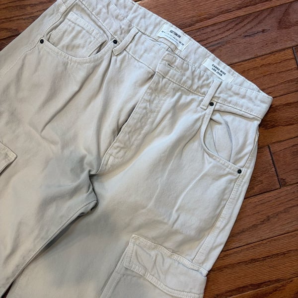 Cotton On Cargo Wide Leg Jean Off White