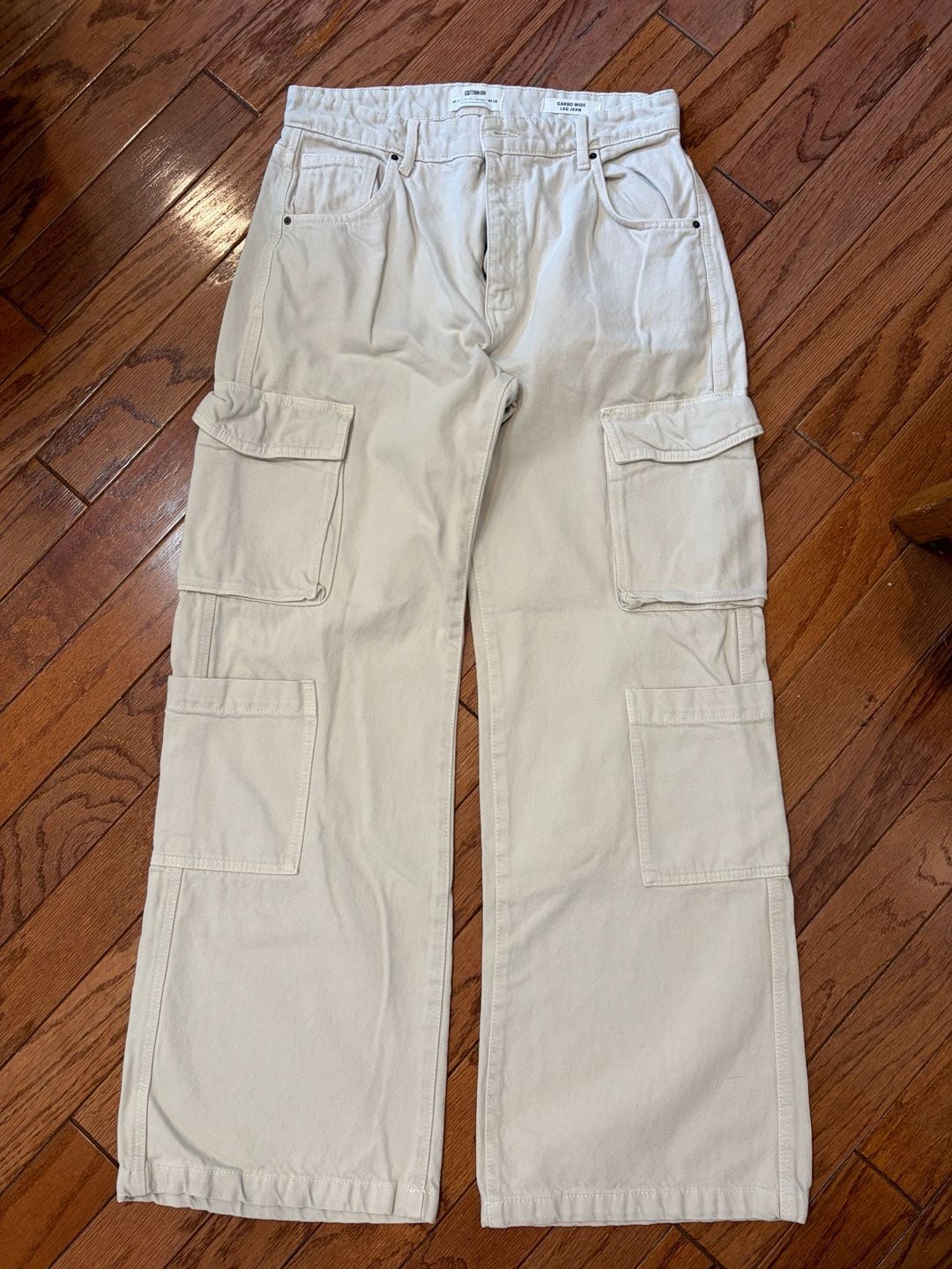 Cotton On Cargo Wide Leg Jean Off White 3