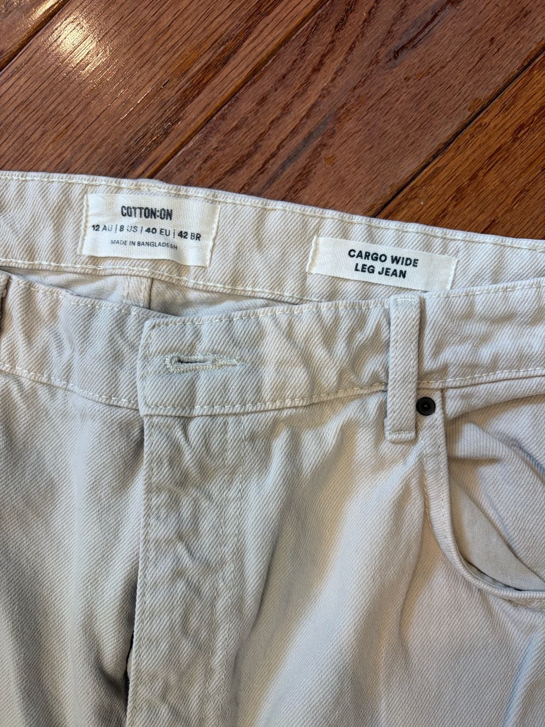 Cotton On Cargo Wide Leg Jean Off White 5
