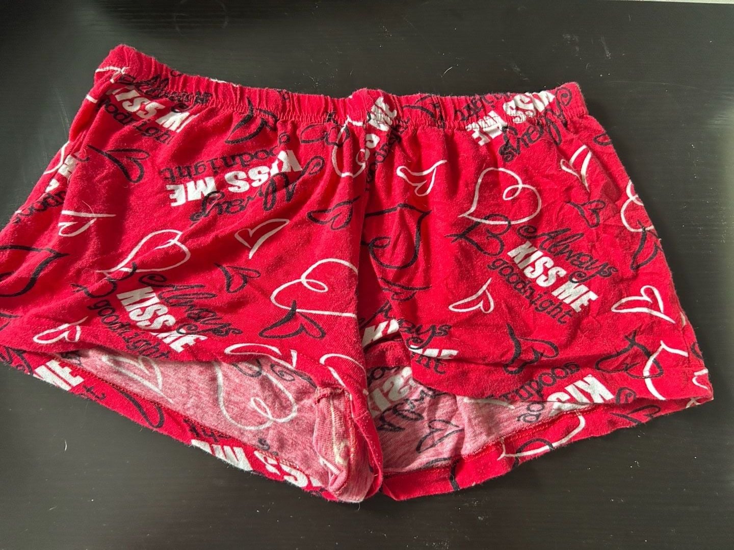 Funboxers Red Kiss Me Always Goodnight Heart Print Sleep Shorts 1