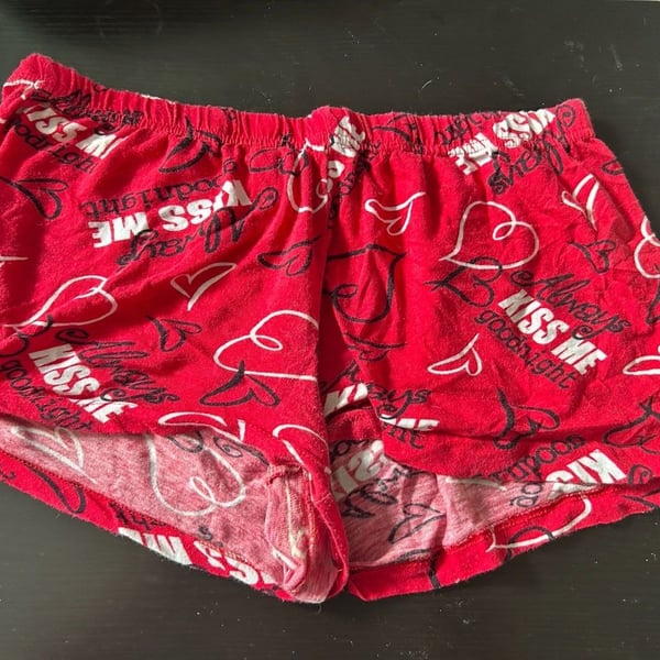 Funboxers Red Kiss Me Always Goodnight Heart Print Sleep Shorts