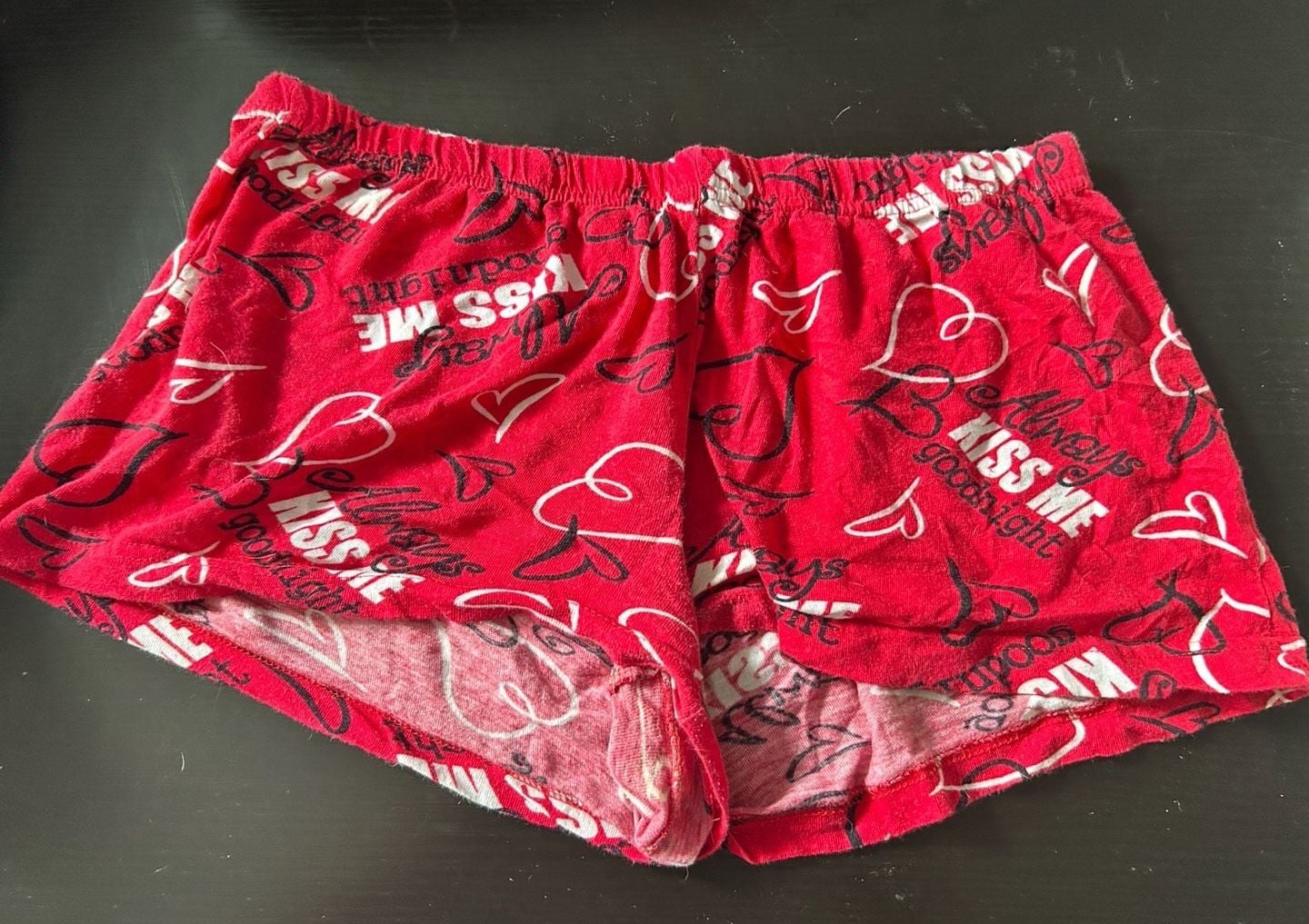 Funboxers Red Kiss Me Always Goodnight Heart Print Sleep Shorts 2