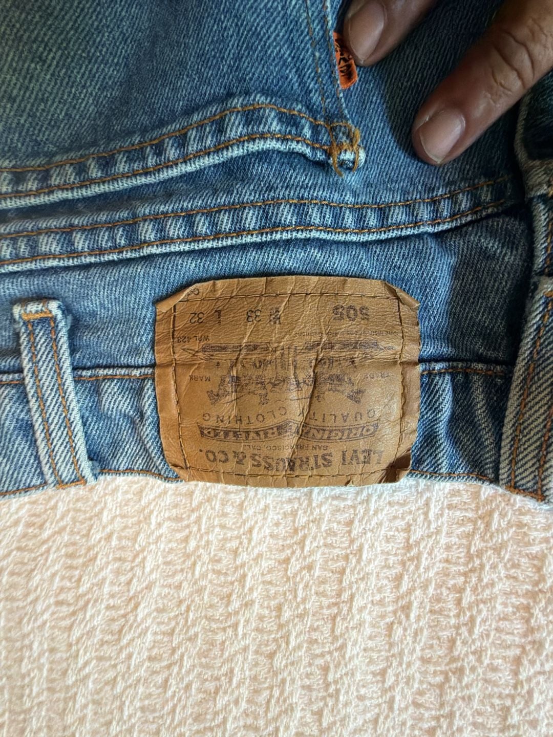 Vintage Levi's 505 Orange Tab Light Wash Denim Jeans Size W33 L32 2