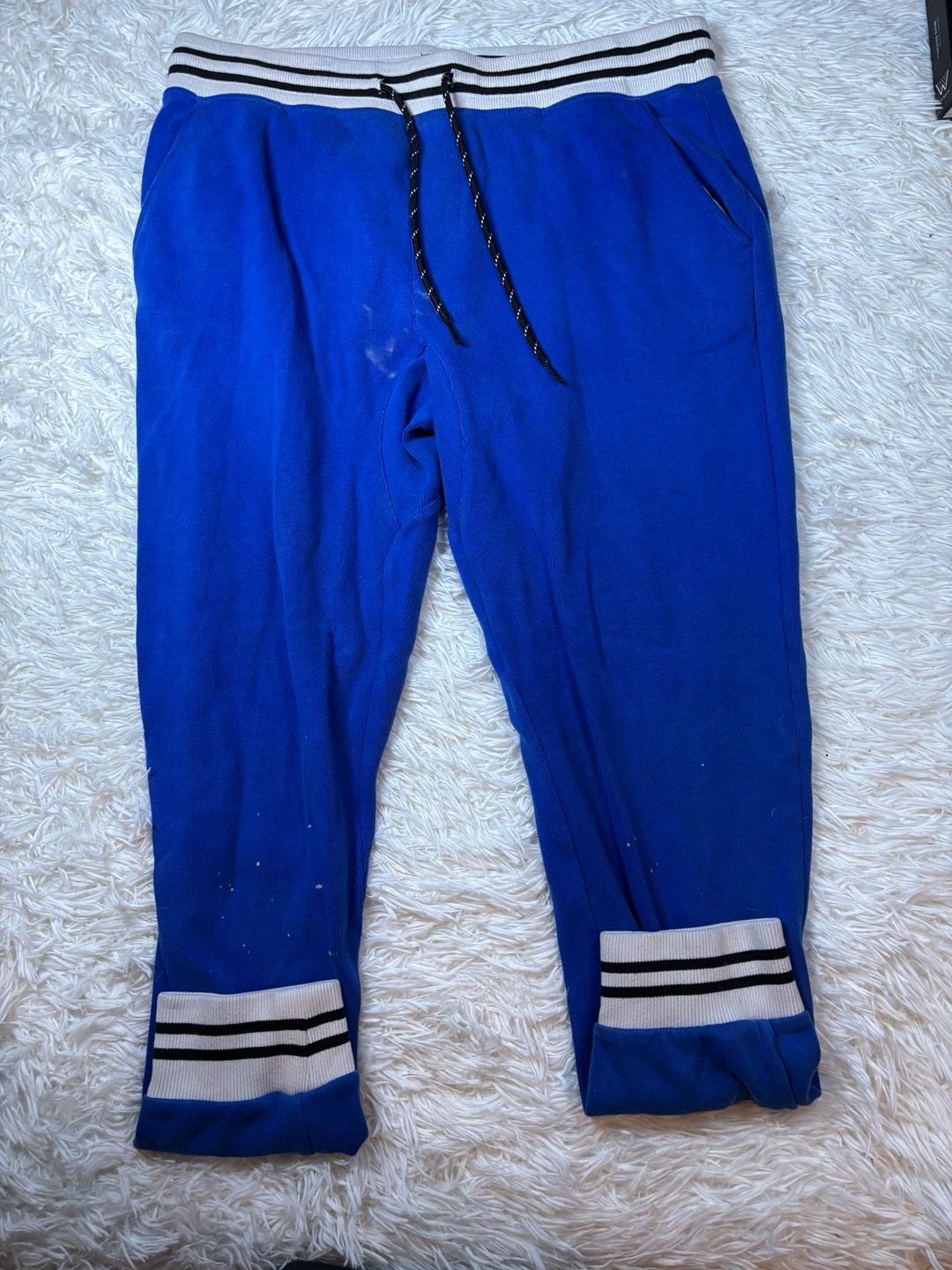 Edgar + Ash Blue Joggers Sweatpants with Striped Cuffs Size M 2