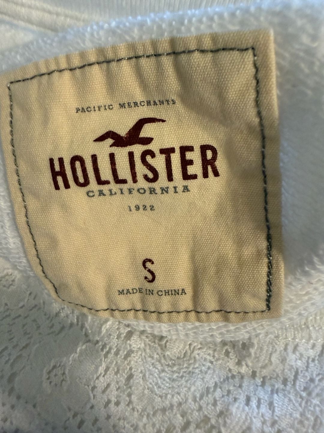 Y2K Hollister White Lace Panel Boatneck 3/4 Sleeve Top Size S 6