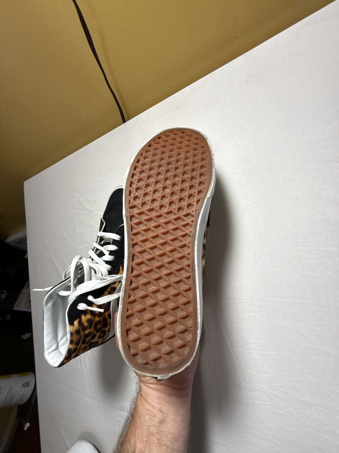 Vans Sk8-Hi Leopard Print Black Suede High Top Skate Shoes 11