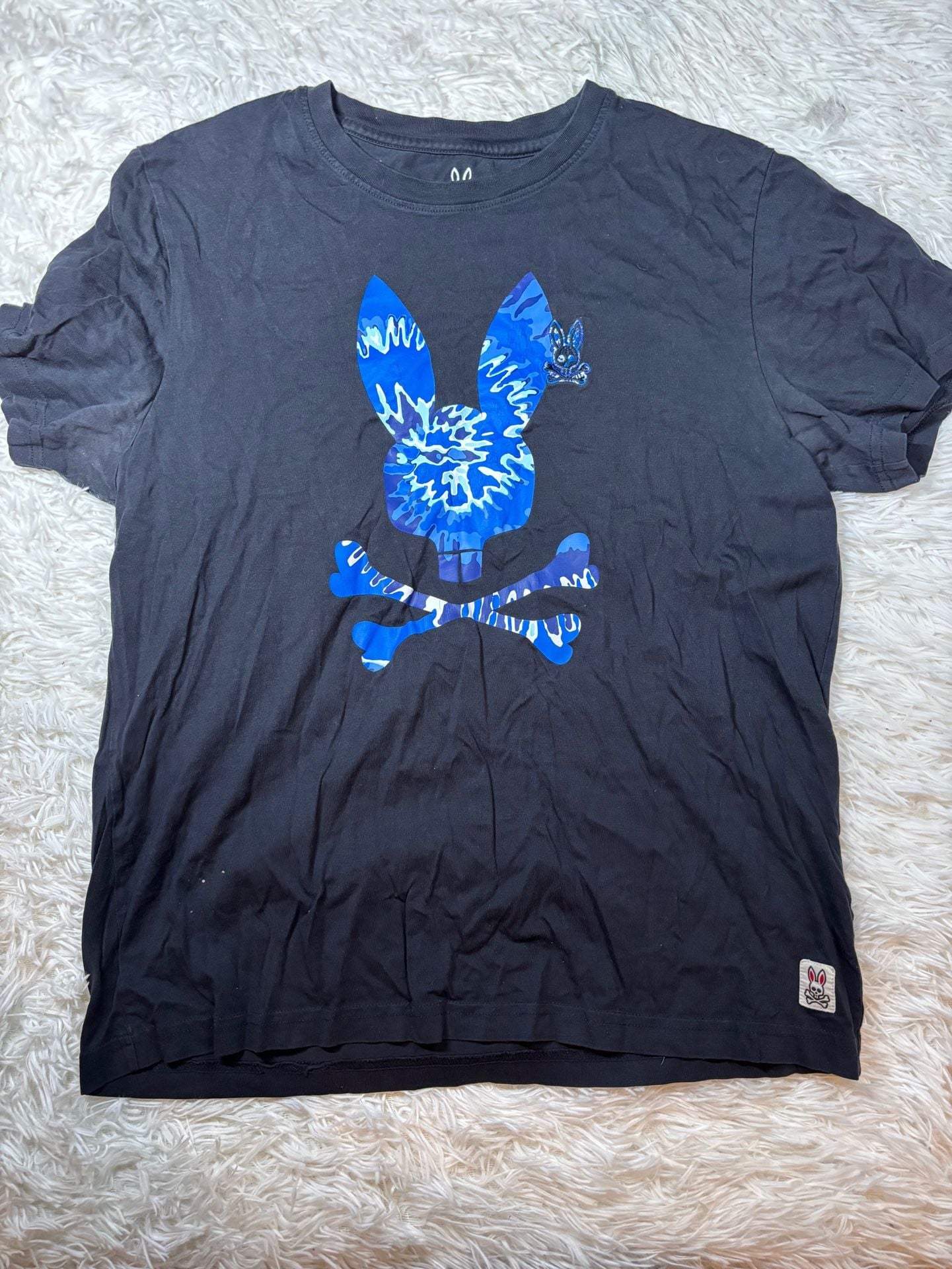 Psycho Bunny Black Blue Camo Skull & Crossbones Graphic Pima Cotton T-Shirt 2