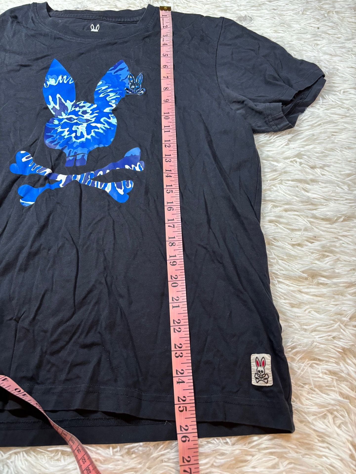 Psycho Bunny Black Blue Camo Skull & Crossbones Graphic Pima Cotton T-Shirt 4