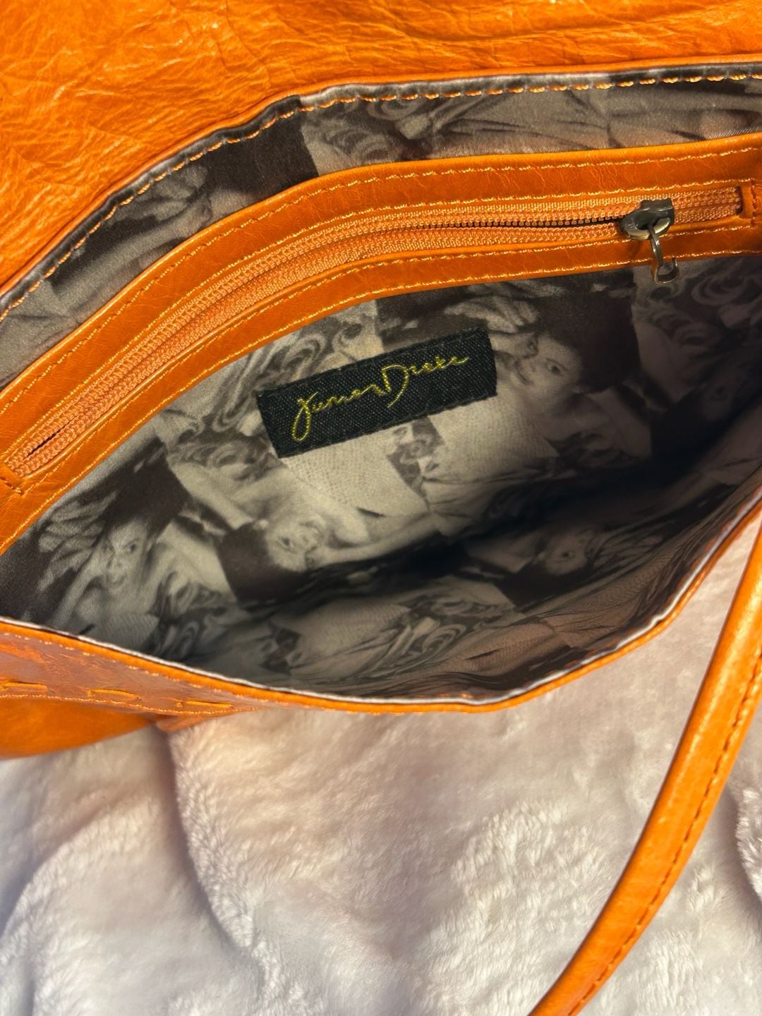 Y2K MINT Junior Drake Orange Leather 3-D Rose Flower Shoulder Bag, Collectible
10