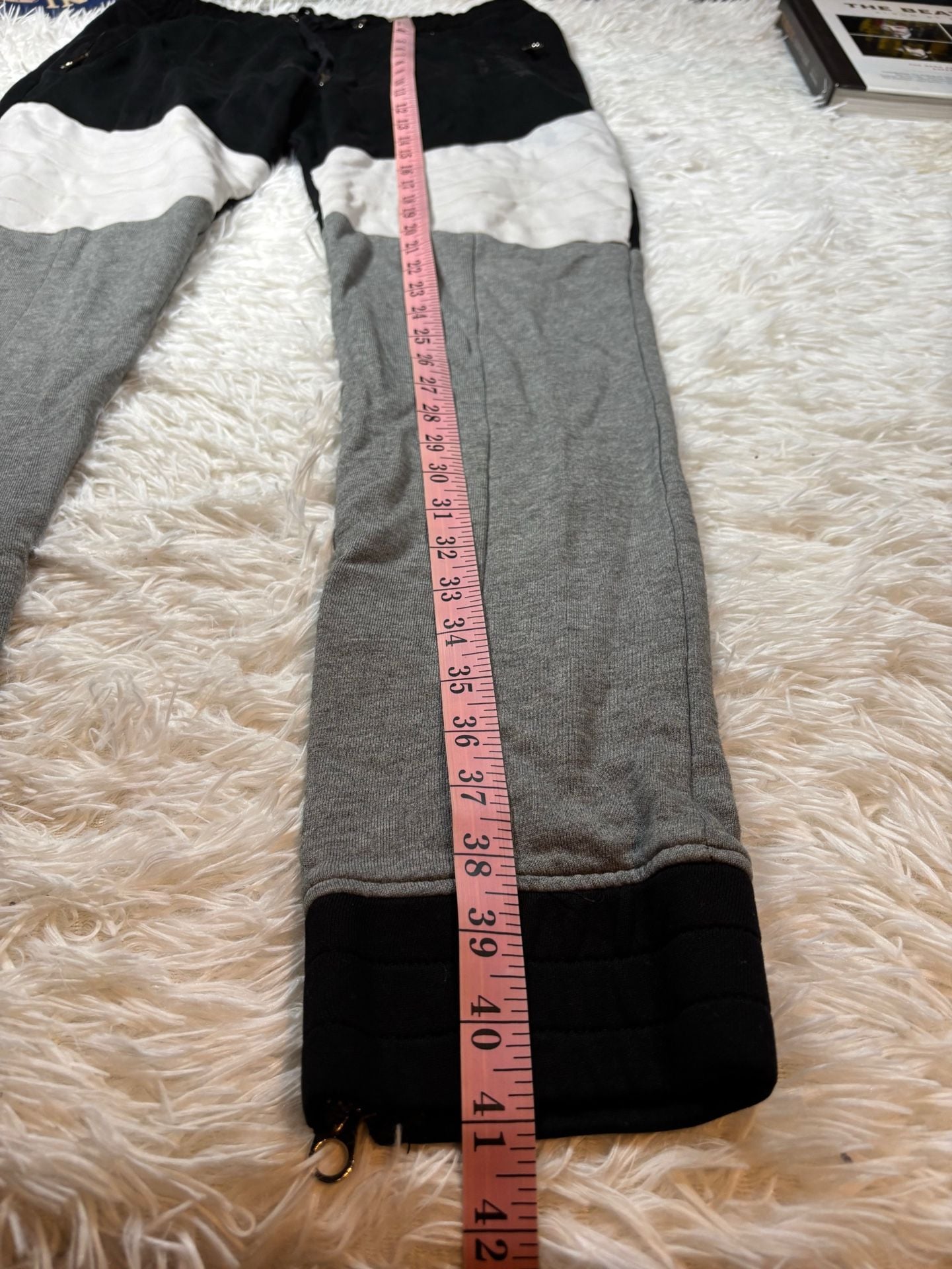 VIE+RICHE Paris Colorblocked Zipped Jogger Sweatpants Black Grey White 5