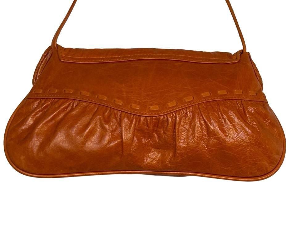 Y2K MINT Junior Drake Orange Leather 3-D Rose Flower Shoulder Bag, Collectible
8