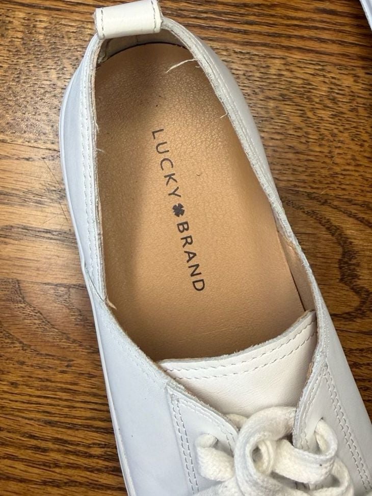 Lucky Brand Dansbey White Leather Lace-Up Casual Sneakers 4