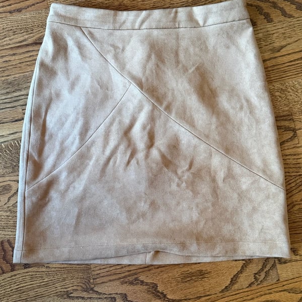 Tan Faux Suede Mini Skirt Size L Beige