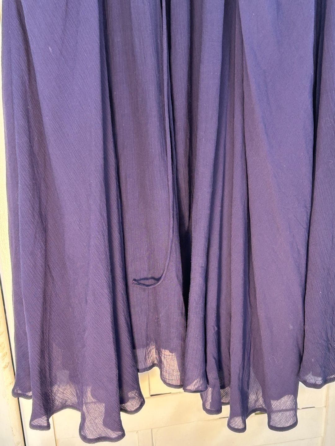 Free People Navy Blue Sheer V-Neck Lace Trim Babydoll Slip Dress 8