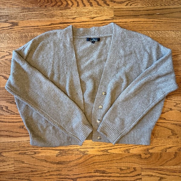 Love Tree brown Ribbed Cropped Cardigan Knit Sweater Size L
