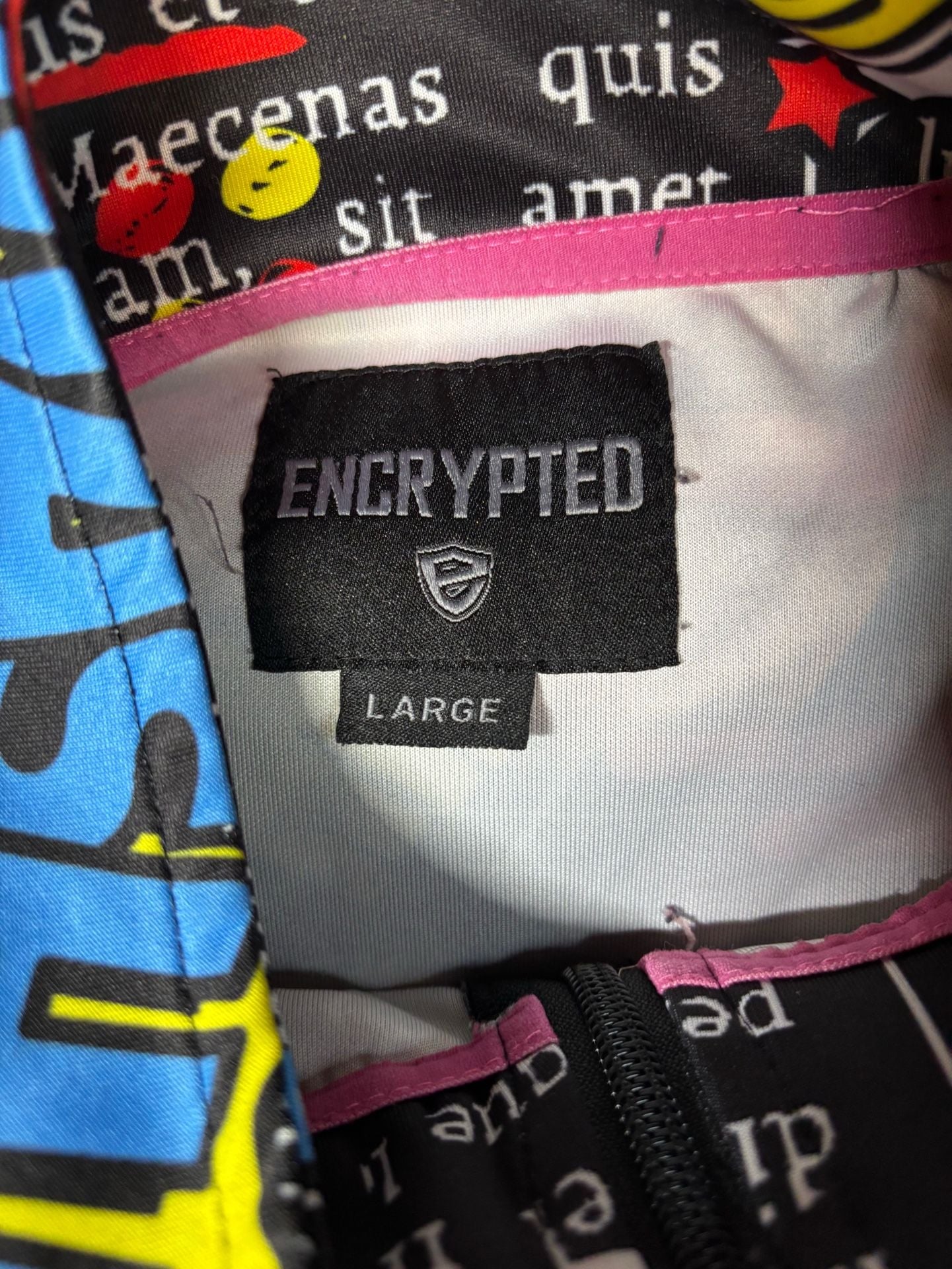 Encrypted Comic Style Full Zip Jacket Size Large 3