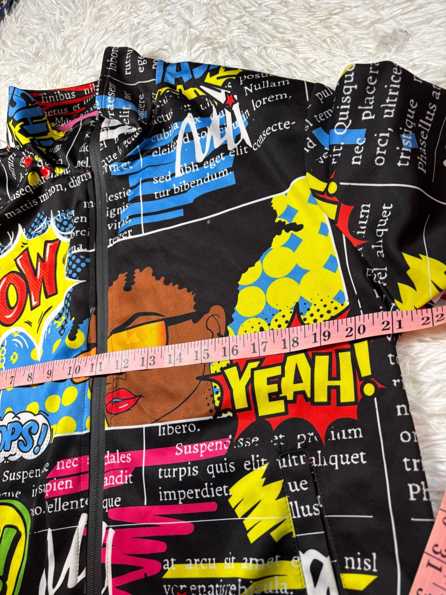Encrypted Comic Style Full Zip Jacket Size Large 5