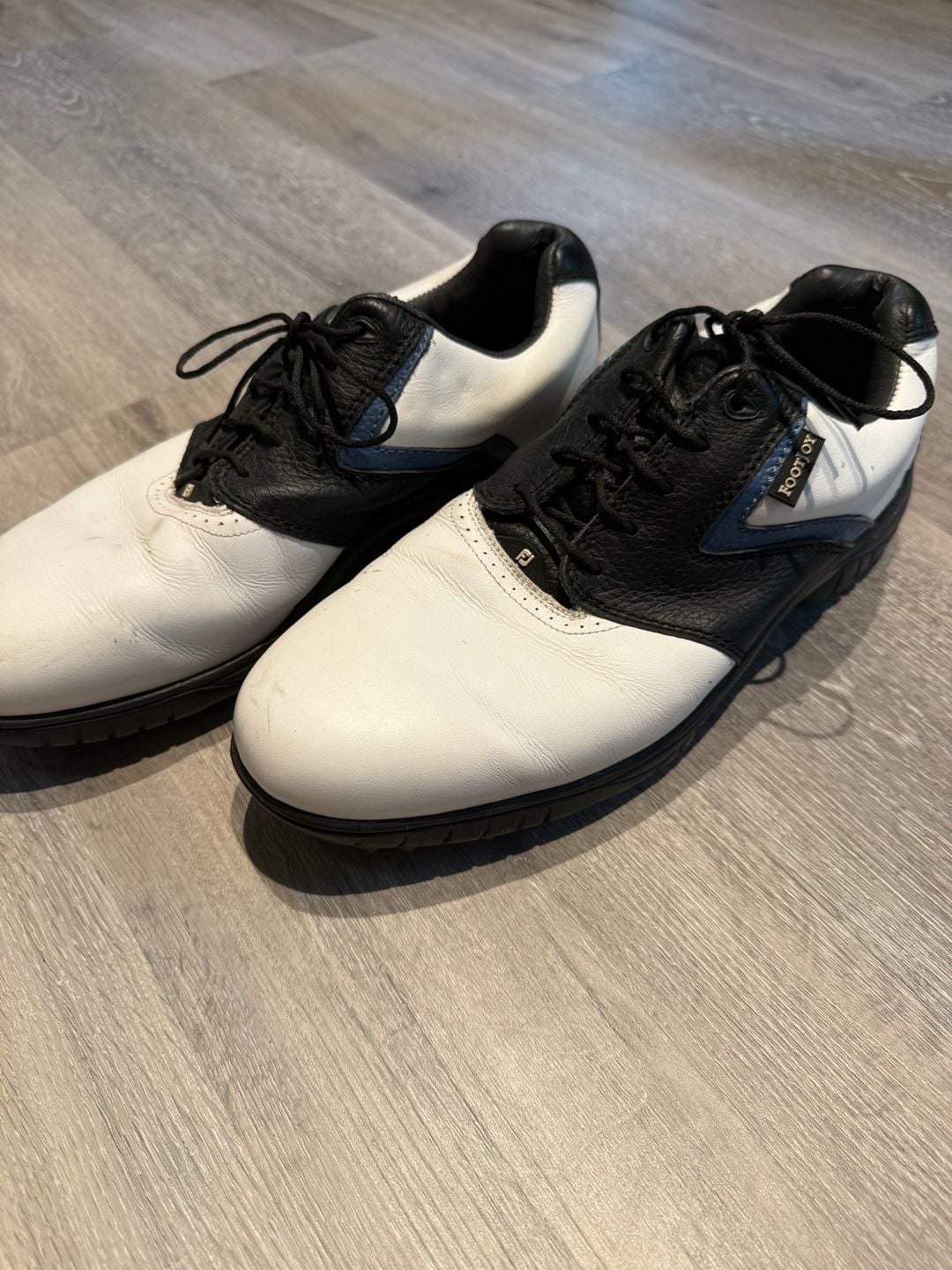 FootJoy MyJoys Custom Saddle Golf Shoes Black White Men's 10.5M 54210 2