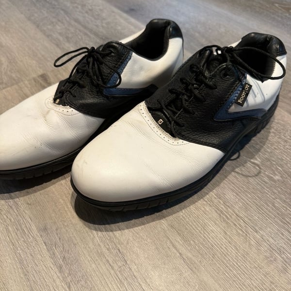 FootJoy MyJoys Custom Saddle Golf Shoes Black White Men's 10.5M 54210