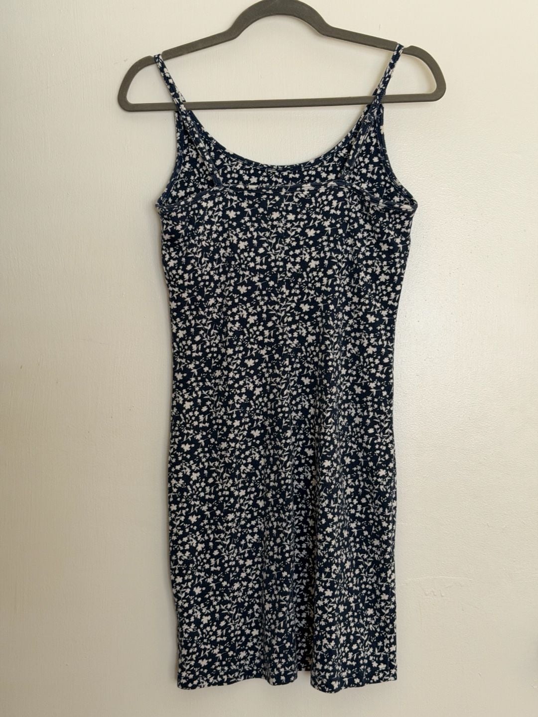 Old Navy Blue Ditsy Floral Fitted Dress Adjustable Spaghetti Strap 3