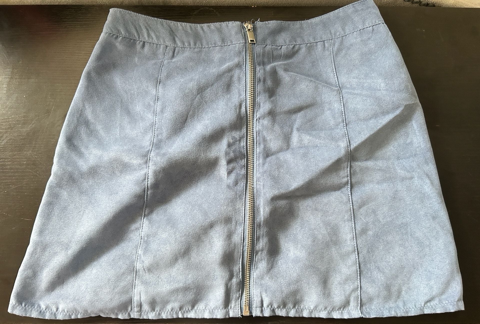 Divided by H&M Blue Faux Suede Mini Skirt with Front Zip Size US 6 2
