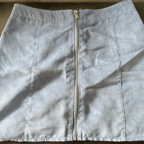 Divided by H&M Blue Faux Suede Mini Skirt with Front Zip Size US 6