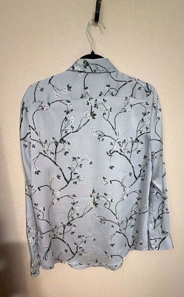 Lauren Ralph Lauren Light Blue Cherry Blossom Floral Long Sleeve Button-Down Blouse 4