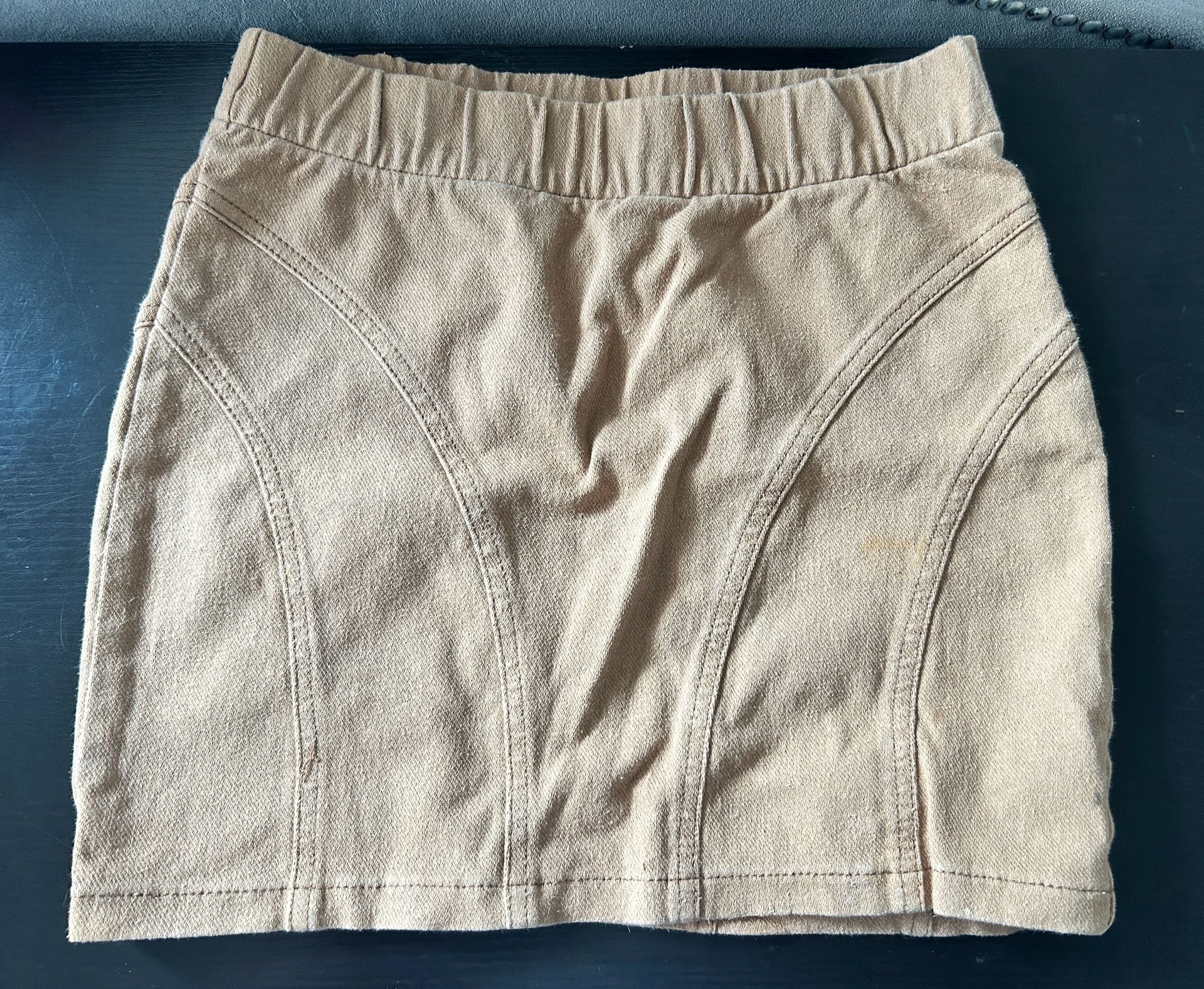 H&M Tan Elastic Waistband Paneled Mini Skirt Size 4 2