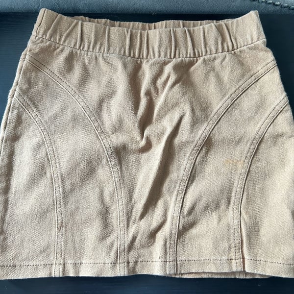 H&M Tan Elastic Waistband Paneled Mini Skirt Size 4