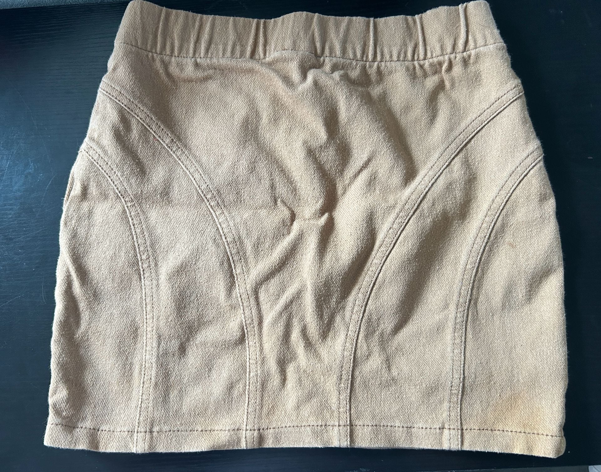 H&M Tan Elastic Waistband Paneled Mini Skirt Size 4 4