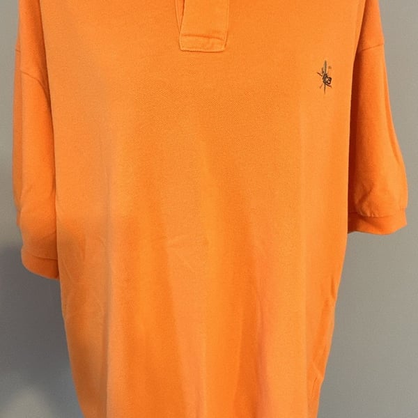 Vintage Nautica Orange Cotton Short Sleeve Polo Shirt