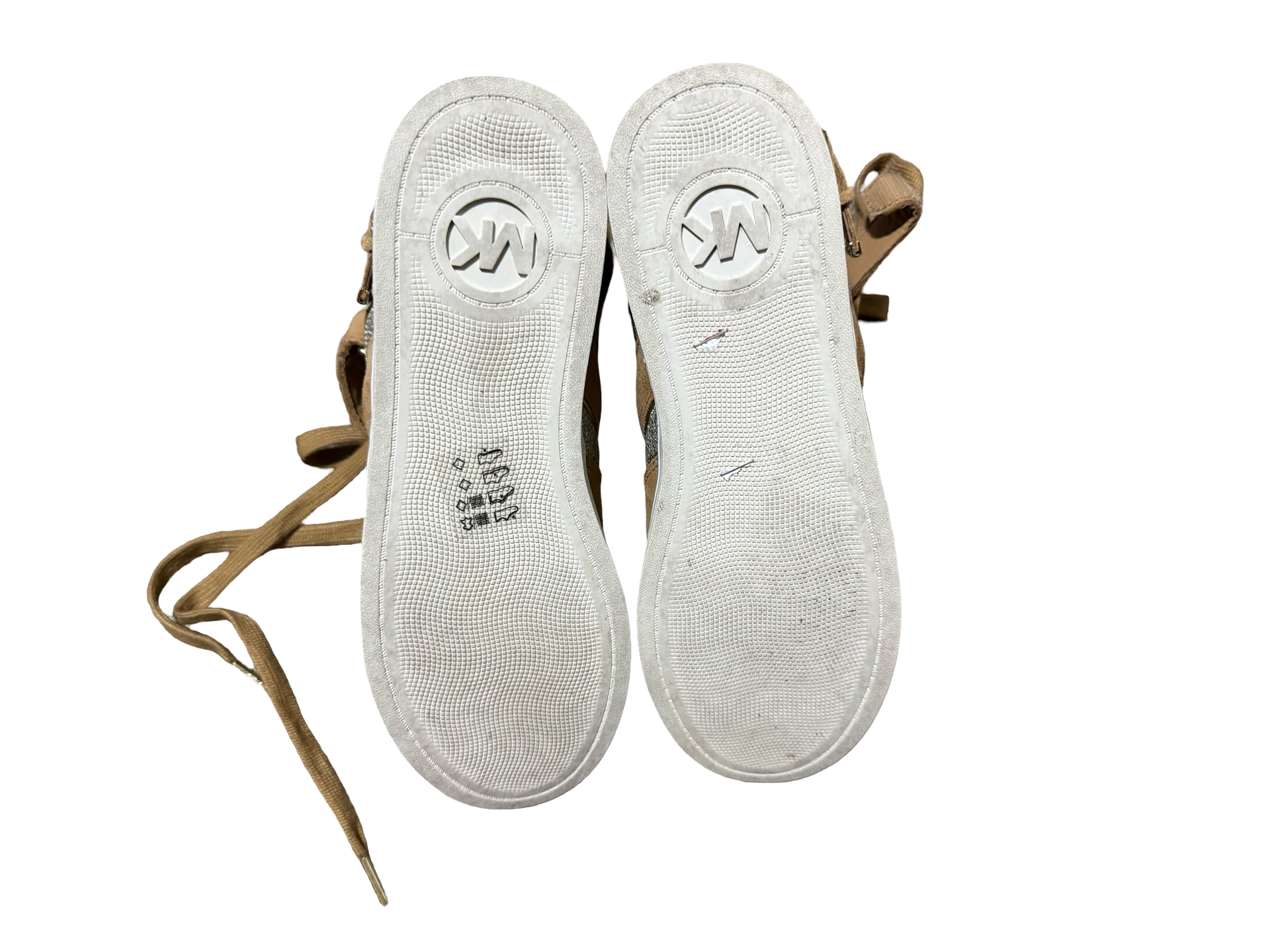 Women’s Michael Kors Fulton Tan Suede Glitter High Top Wedge Sneakers 5
