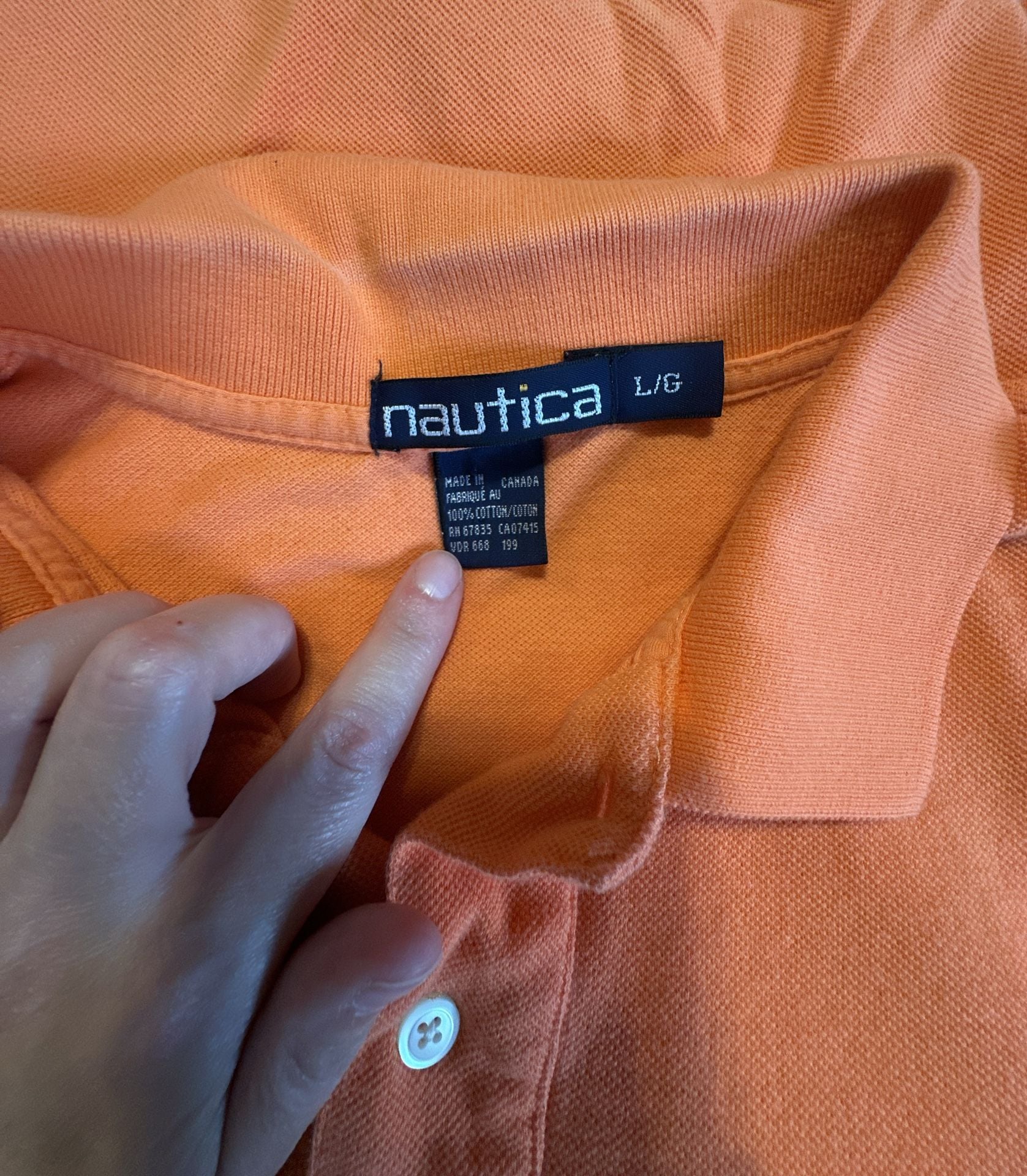 Vintage Nautica Orange Cotton Short Sleeve Polo Shirt 10