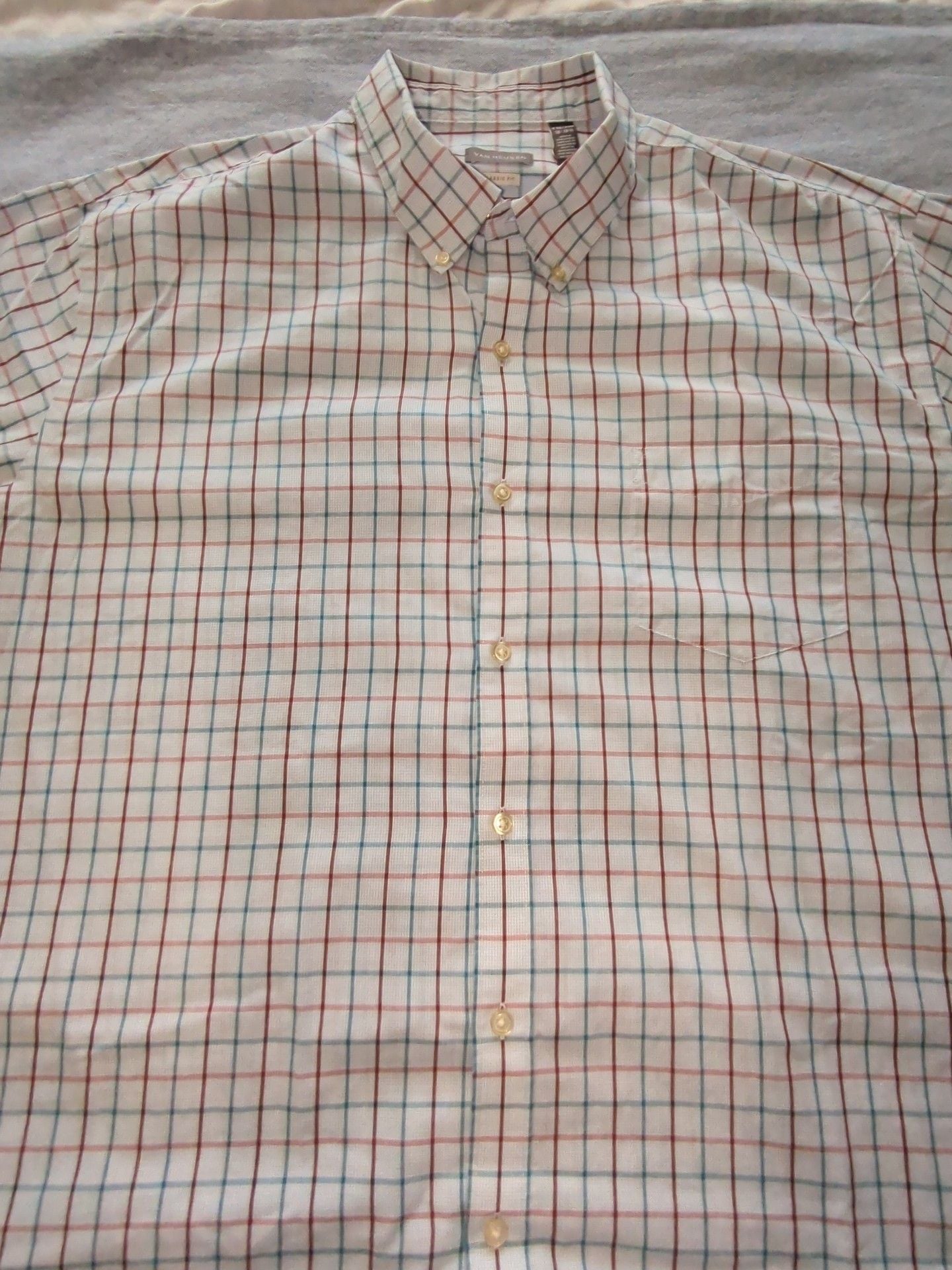 Van Heusen Classic Fit Short Sleeve Plaid Button Down Shirt Size XXL 3