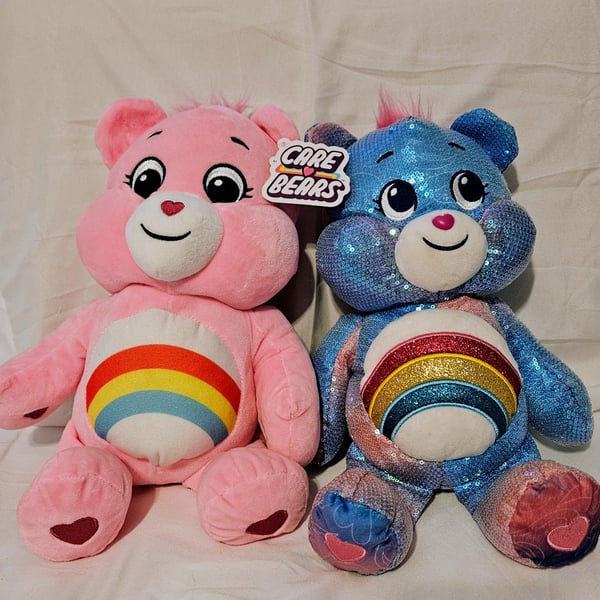 Care Bears Plush Lot 2 Cheer Bear Pink Tagged & Collector’s Edition Sequin 15"