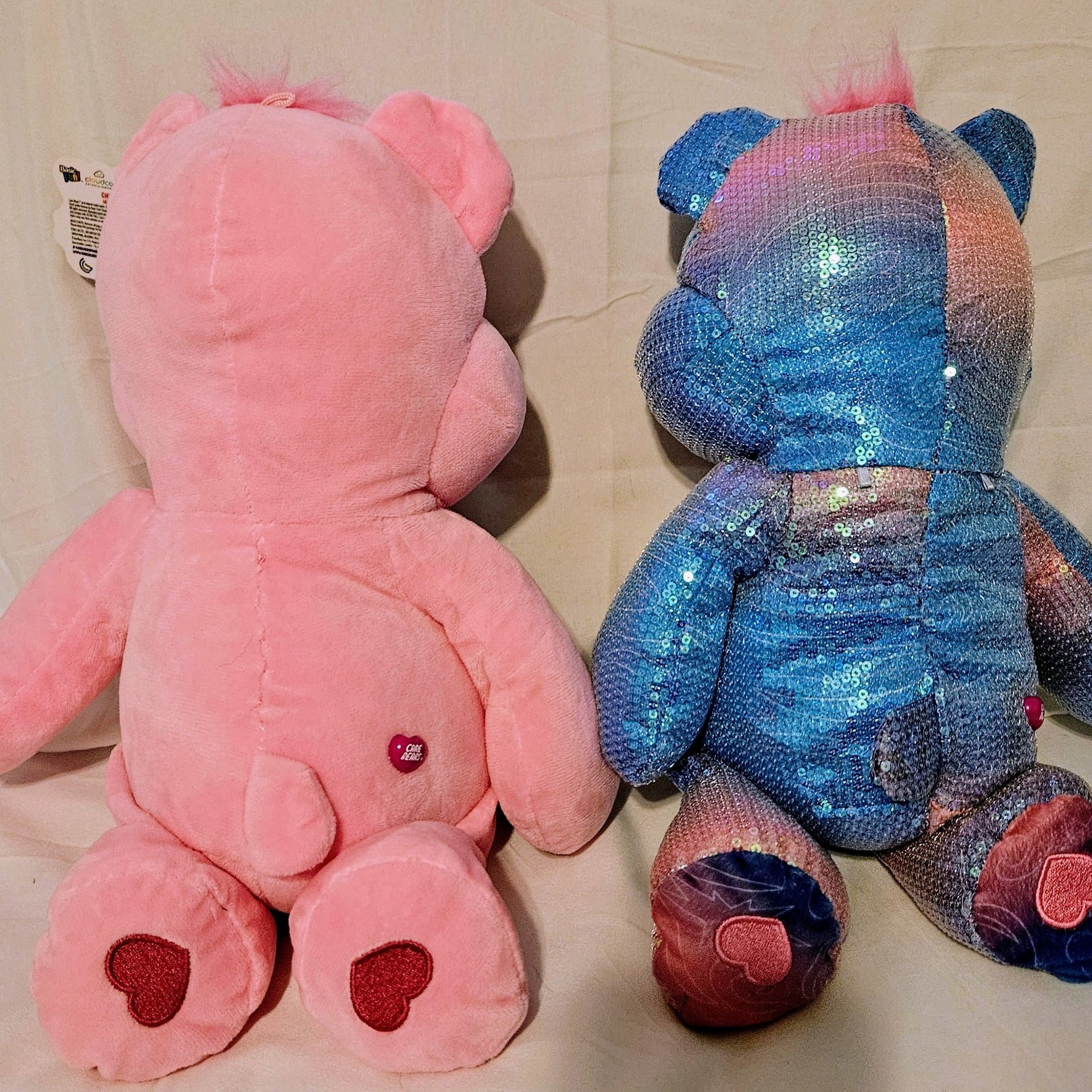 Care Bears Plush Lot 2 Cheer Bear Pink Tagged & Collector’s Edition Sequin 15" 2