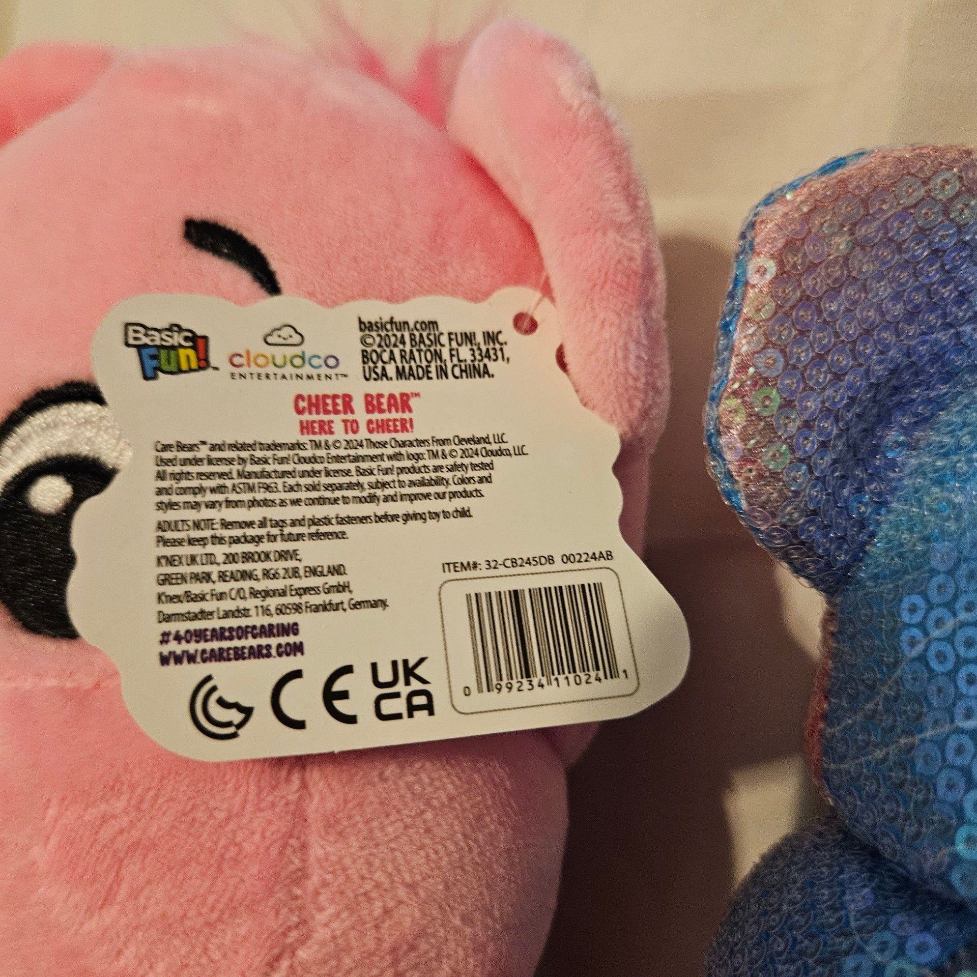 Care Bears Plush Lot 2 Cheer Bear Pink Tagged & Collector’s Edition Sequin 15" 3