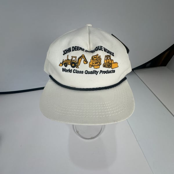 Vintage John Deere Dubuque Works Hat NWT White World Class Snapback Cap