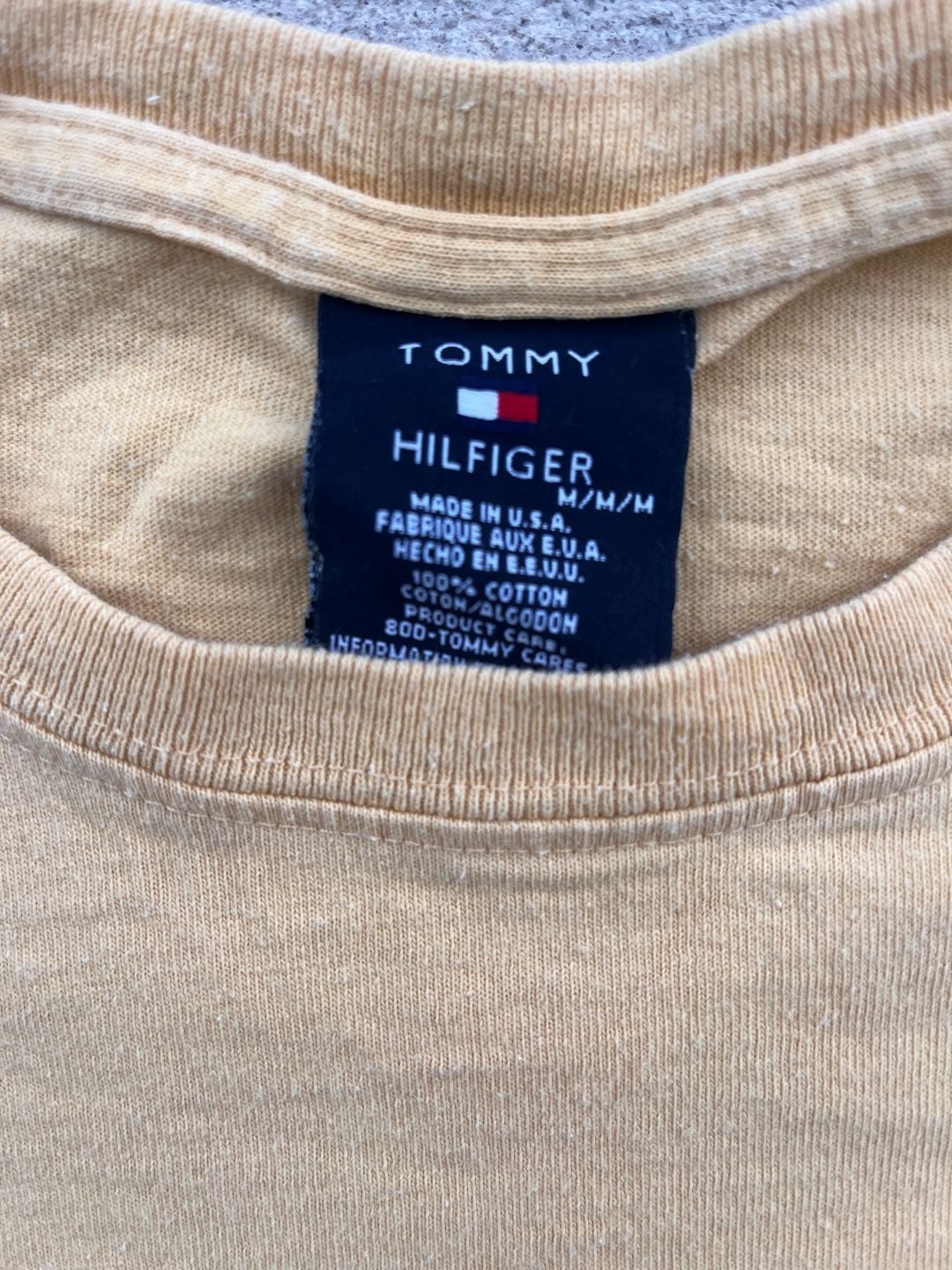 Vintage 90’s Tommy Hilfiger Embroidered Mustard Yellow T-Shirt Made in USA( M) 4