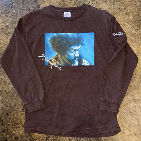 Vintage 2005 Jimi Hendrix South Saturn Delta Brown Long Sleeve Graphic T-Shirt L
