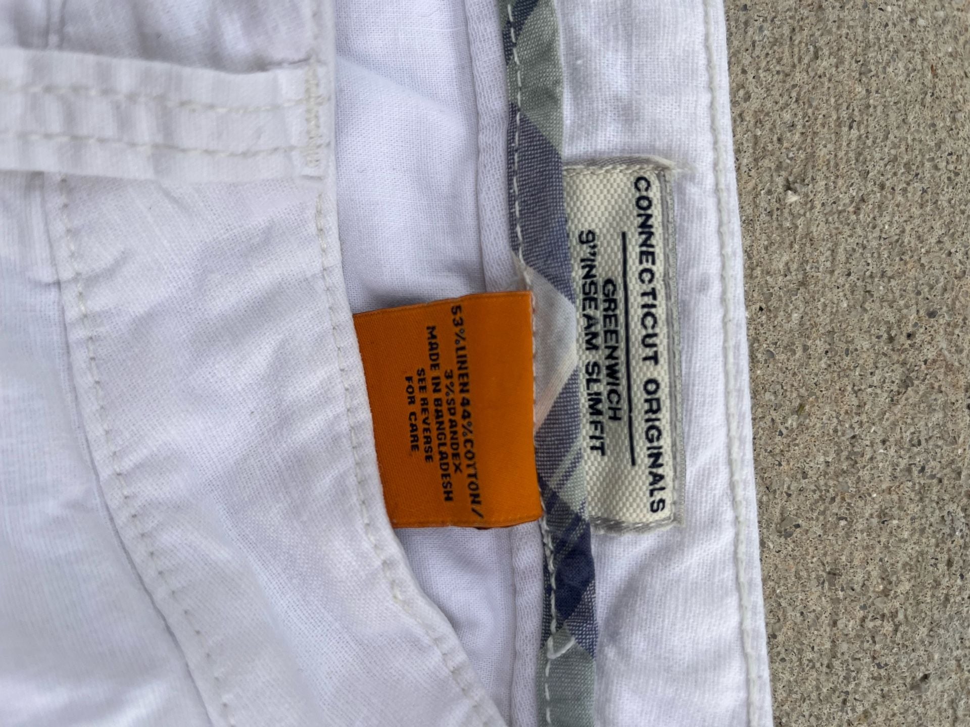 Taylor Vintage Greenwich 9 Inseam Slim Fit White Shorts 38 waist 8