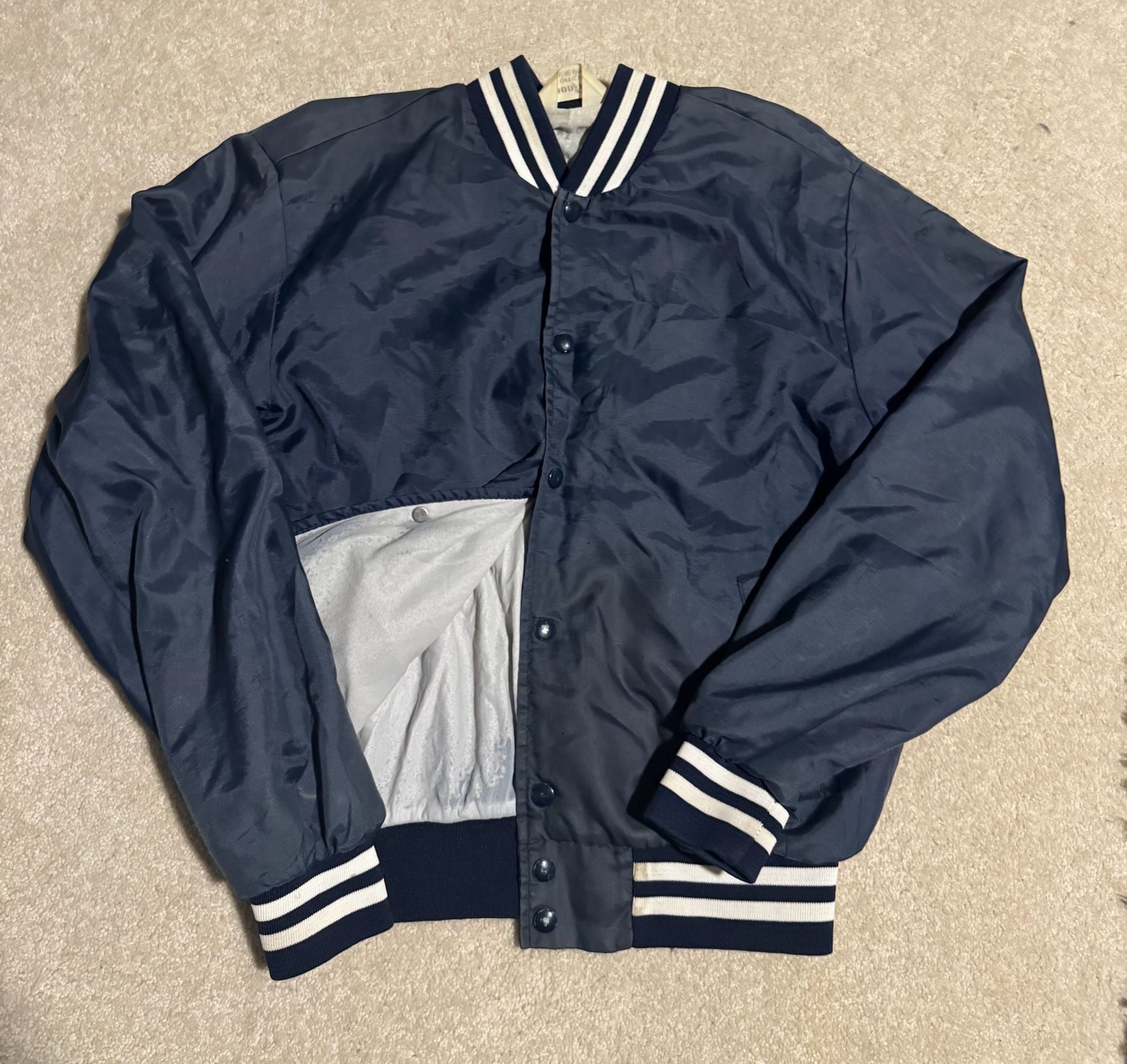 Goodyear Official Racing Apparel Vintage Blue Satin Varsity Bomber Jacket 2