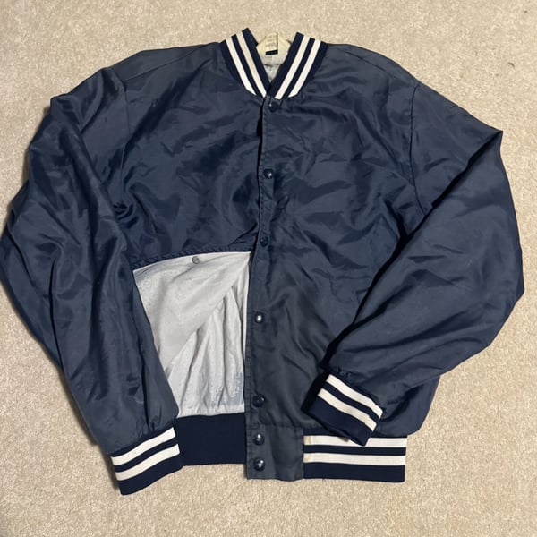 Goodyear Official Racing Apparel Vintage Blue Satin Varsity Bomber Jacket
