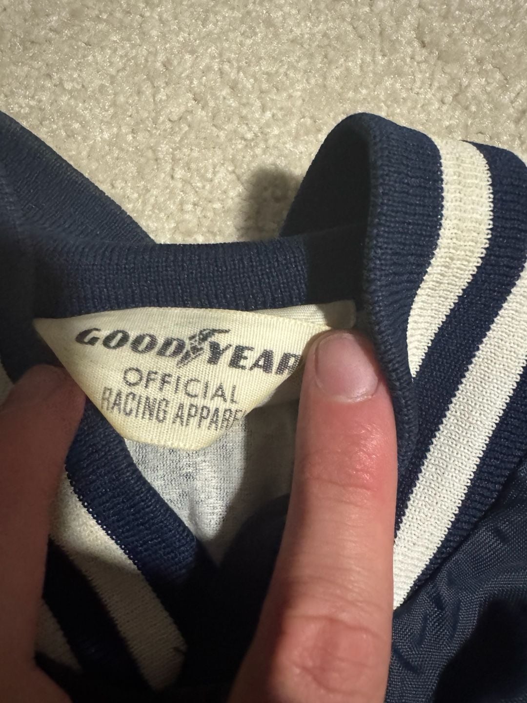 Goodyear Official Racing Apparel Vintage Blue Satin Varsity Bomber Jacket 3