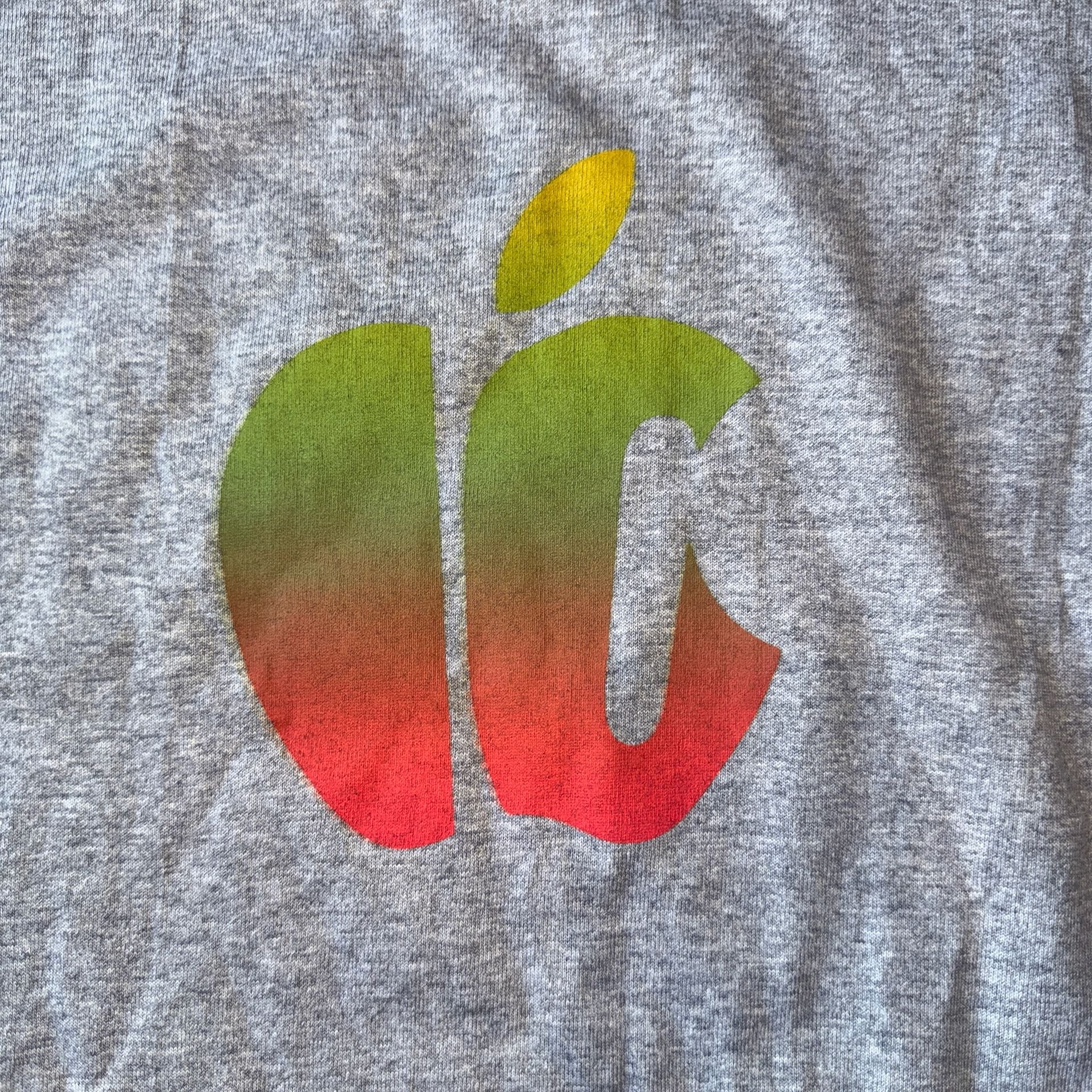 Vintage 00s Apple Gray Long Sleeve T-Shirt with Gradient Apple Logo Size XXL 3